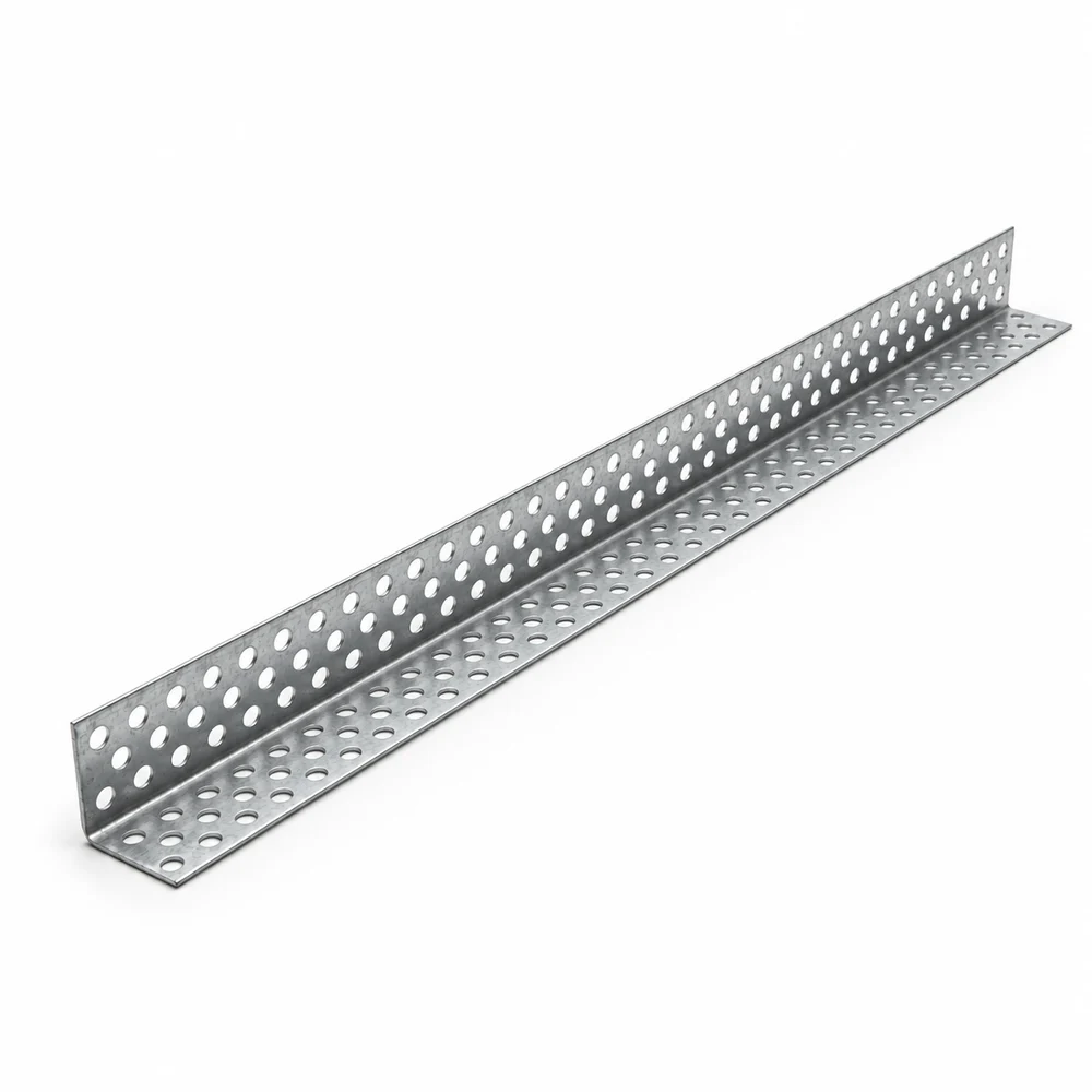 Cantoneira perfurada 23×23 em aço galvanizado para quinas de drywall