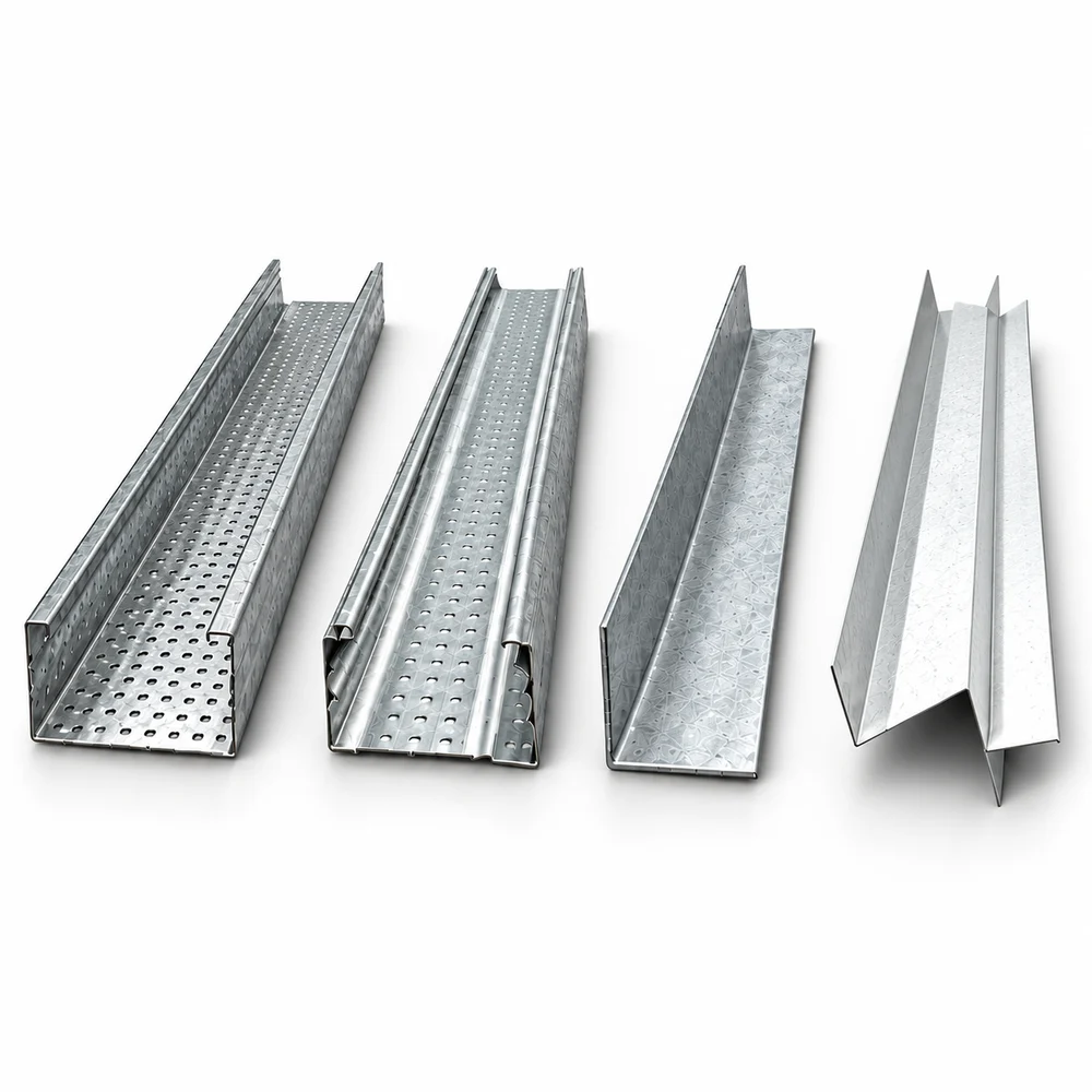 Canaletas, cantoneira e tabica para forro de drywall
