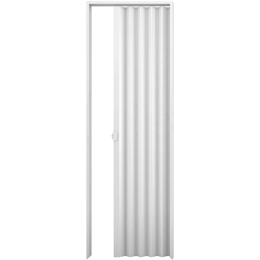 Porta sanfonada de PVC branca, com batente e fecho